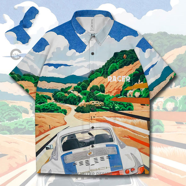 Playera Artística Libertad Salvaje - Diseño Coche en Campo de Trigo