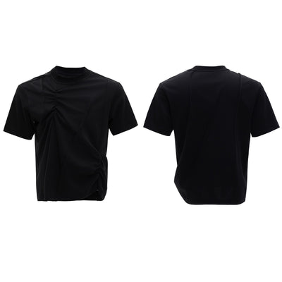 Camiseta Hombre Cuello Redondo Plisado 3D Transpirable Color Sólido - Image 3