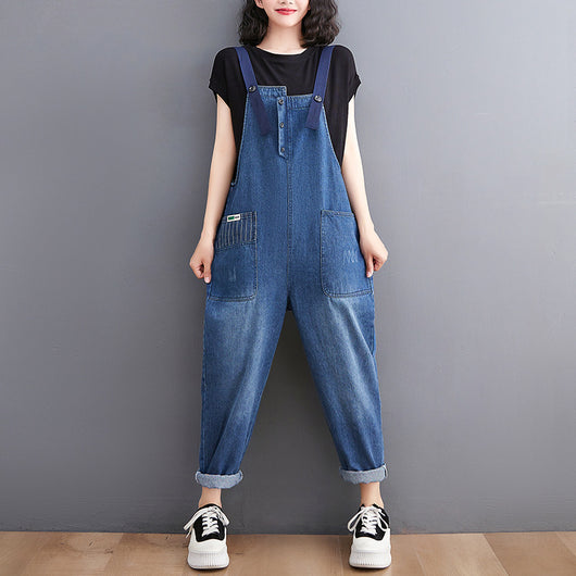 Overol Denim Suelto Retro Casual para Mujer - Image 8