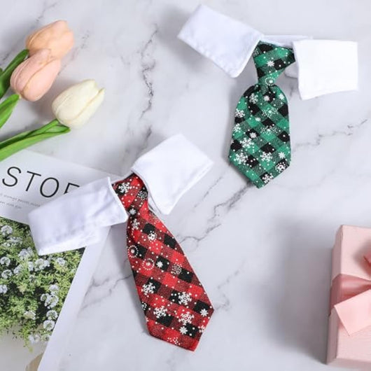 Corbata Navideña Ajustable para Mascotas con Patrón de Copos de Nieve - Image 5