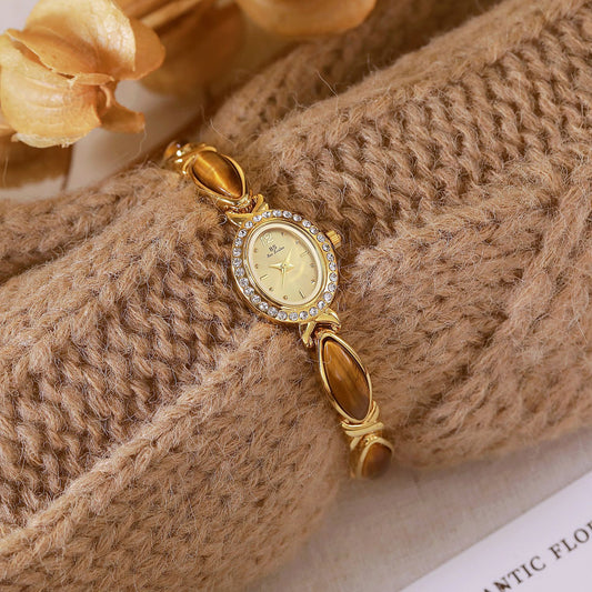 Reloj de Cadena Ojo de Tigre Natural - Diseño Vintage Clásico