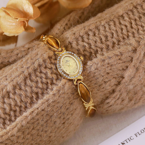 Reloj de Cadena Ojo de Tigre Natural - Diseño Vintage Clásico