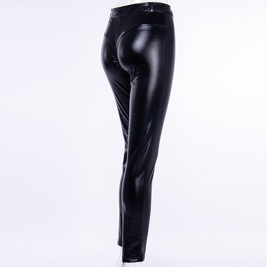 Pantalones de Cuero Ajustados con Paneles - Estilo Casual Moderno - Image 2