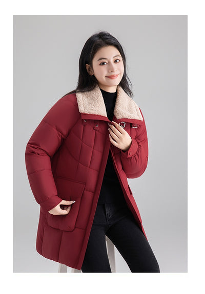 Abrigo Patchwork de Largo Medio para Mujer con Bolsillos Amplios - Image 10