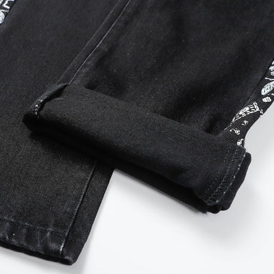 Jeans Hip Hop Vintage Desgastados con Detalles Floral - Image 10