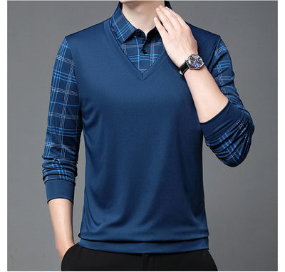 Suéter Tipo Camisa Falsa Dos Piezas para Hombre - Manga Larga Otoño - Image 19