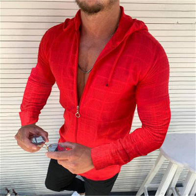 Cardigan Hoodie con Cierre de Cremallera para Hombre - Camisa Casual Versátil - Image 8