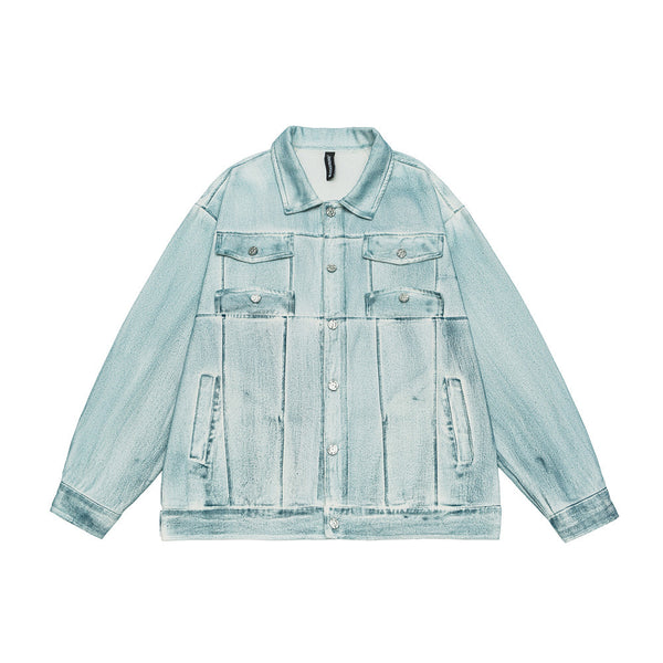 Chaqueta Denim Degradado Tie-dye para Hombre - Estilo Urbano Moderno