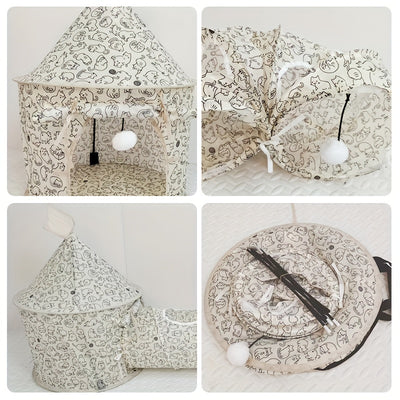 Casa Túnel para Gatos 4 Estaciones - Carpa Plegable Portátil con Túnel Extensible - Image 3