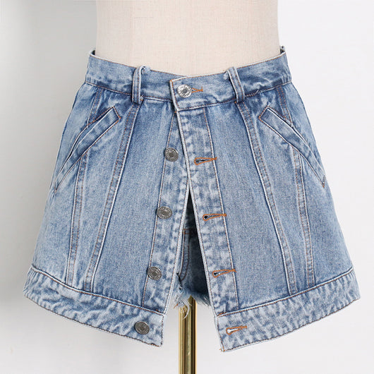 Jeans Talle Alto Monocromático con Paneles - Image 7