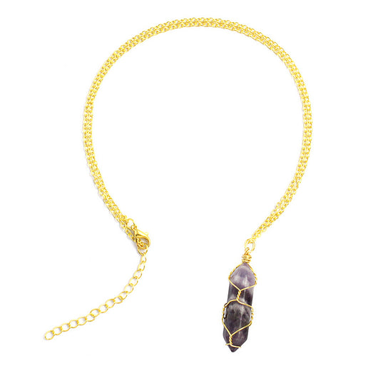 Collar Colgante de Cristal Hexagonal Envuelto a Mano con Piedra Natural - Image 4