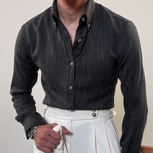 Camisa Ejecutiva de Manga Larga Estilo Británico para Hombre - Image 4