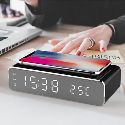 Reloj Despertador LED con Cargador Inalámbrico, Espejo HD y Termómetro - Image 34