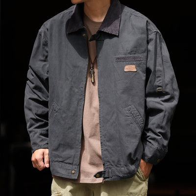 Chaqueta Retro de Lona Pesada con Solapa - Abrigo Clásico para Otoño - Image 8
