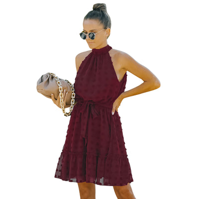 Vestido Halter de Chifón con Escotes Jacquard - Image 6