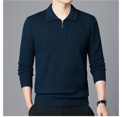 Suéter de Lana 100% Premium con Cuello Solapa - Manga Larga Tejida para Hombre - Image 25