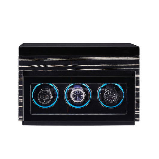 Caja Relojera con Motor Automático y Luz LED Ambiental