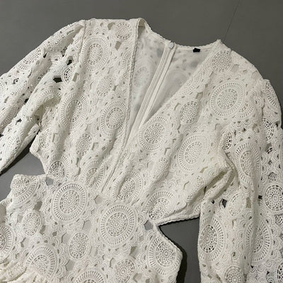 Vestido Elegante con Encaje Calado y Escote en V para Mujer - Image 22