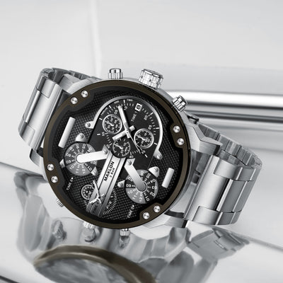 Reloj Hombre Dial Grande Tendencia Europa América Personalidad Dos Zonas - Image 12