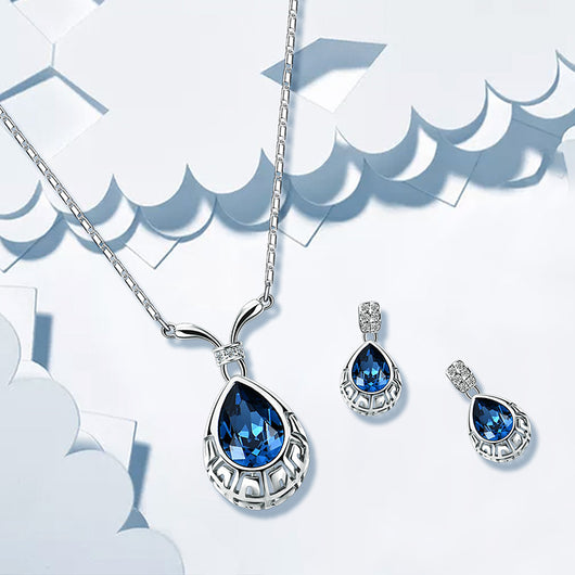 Aretes de Aleación con Circonita Azul - Diseño Elegante y Moderno - Image 5
