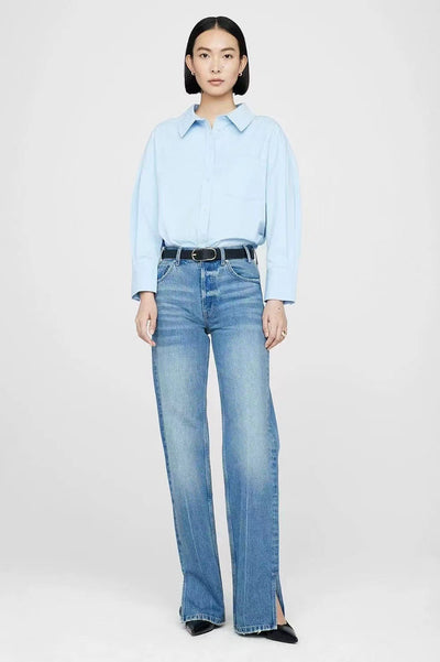 Jeans Rectos Azul Nórdico Cintura Media con Cierre de Botones para Mujer - Image 7