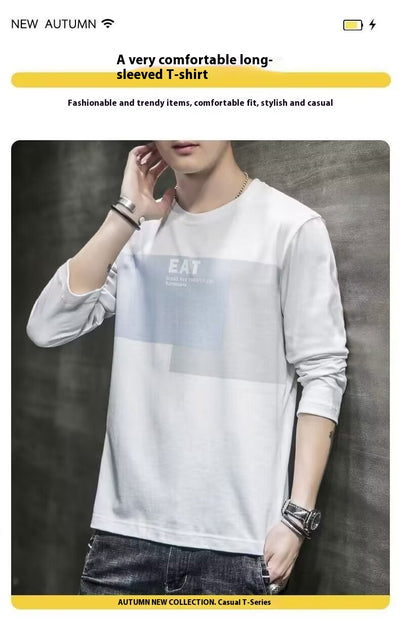 Camiseta Manga Larga Hombre Suelta Otoño Versátil - Image 15