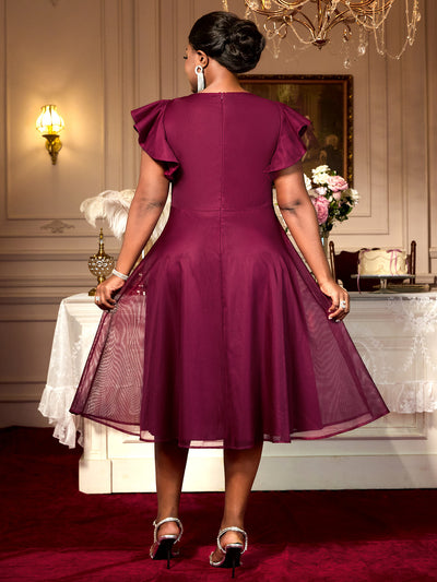 Vestido de Fiesta Elegante con Mangas Mariposa y Volantes para Bodas - Image 8