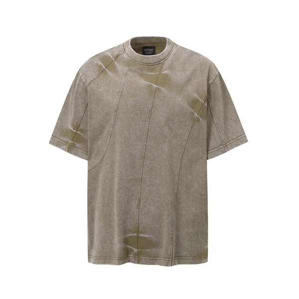 Camiseta Manga Corta Teñida Spray Efecto Vintage para Hombre - Image 6