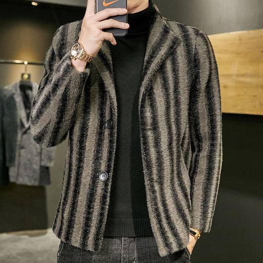 Abrigo de Visón Dorado con Cuello Alto - Cortavientos Premium para Hombre - Image 5