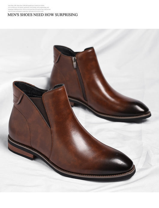 Botas Altas Retro de Cuero para Hombre - Estilo Formal Clásico - Image 15