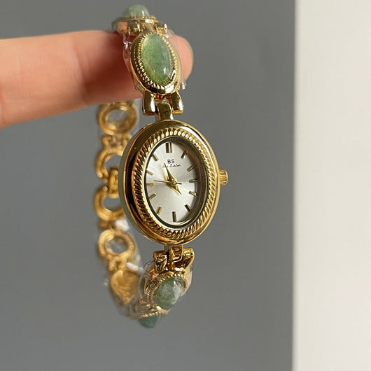 Reloj Pulsera Mujer Cuarzo Diamante Óvalo Jade Pequeño - Image 3