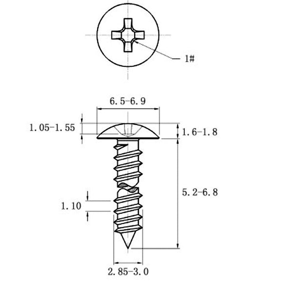 Tornillo Autorroscante de Acero Inoxidable Cabeza Ancha Tipo Champiñón