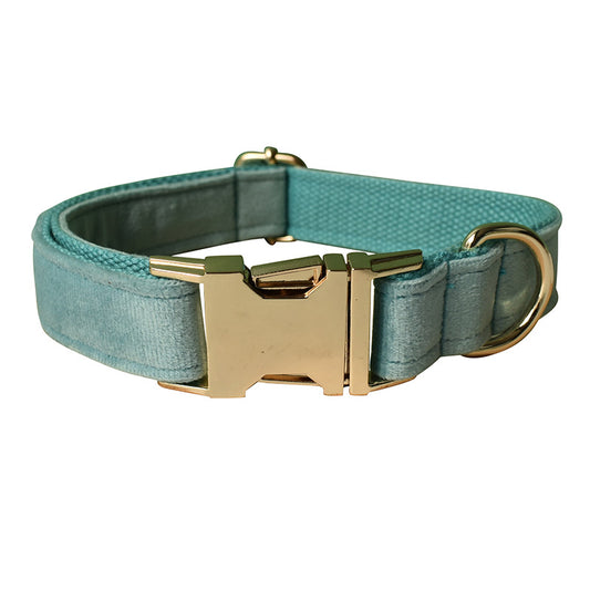 Collar de Perro Franela Verde Lago con Herraje Dorado - Image 2