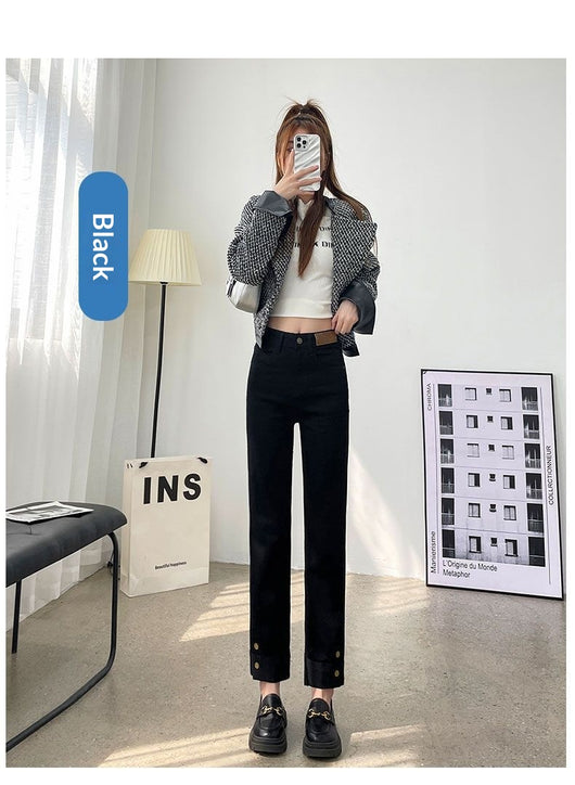 Pantalones Vaqueros Rectos de Cintura Alta Holgados para Mujer - Image 12