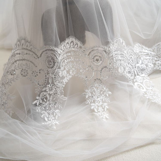 Accesorios de Encaje Secuencia Bordado para Boda con Efecto Pestañas - Image 3