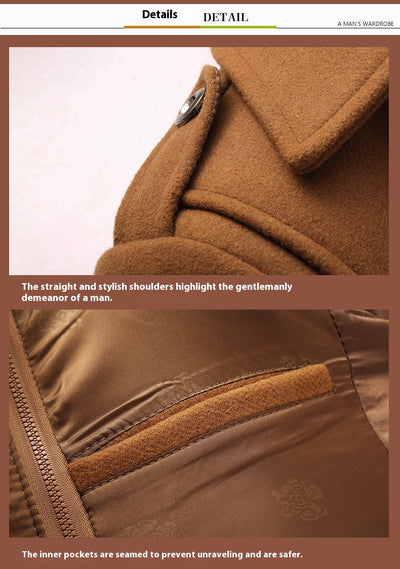 Abrigo de Lana para Hombre Cuello Doble con Cierre Vertical - Image 15