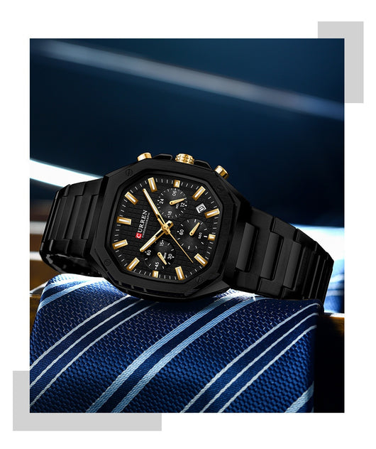 Reloj de Negocios Acero Inoxidable con Calendario de Seis Pines - Image 11