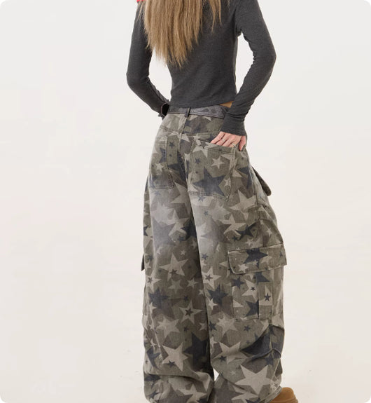 Jeans Cargo Camuflaje Retro Americano para Mujer - Image 2