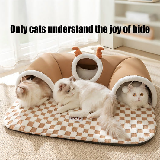 Túnel Cama para Gatos con Juguetes - Casa Cueva Plegable y Lavable - Image 18