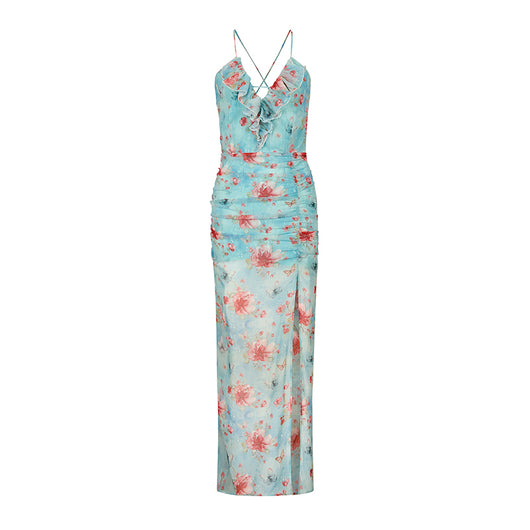 Vestido Floral con Abertura Lateral y Cintura Ajustada - Image 12