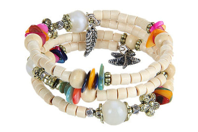 Pulsera de Madera Vintage con Cuentas Budistas y Detalles en Concha - Image 17