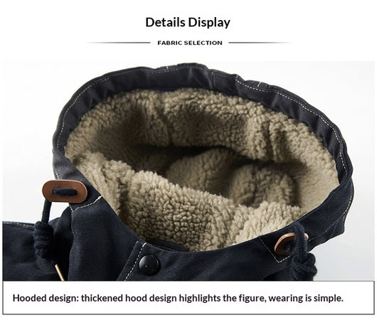 Abrigo de Algodón Cálido para Hombre con Cuello de Piel - Image 8