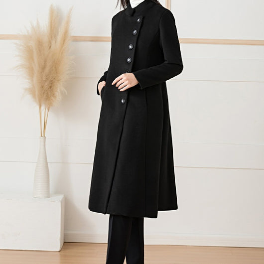 Abrigo de Lana Mujer Largo Cuello Alto Cashmere Profesional