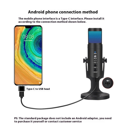 Micrófono Condensador USB con Luz Ambiental RGB Respirable - Image 15