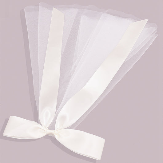 Velo de Novia Corto con Cinta de Raso - Image 10