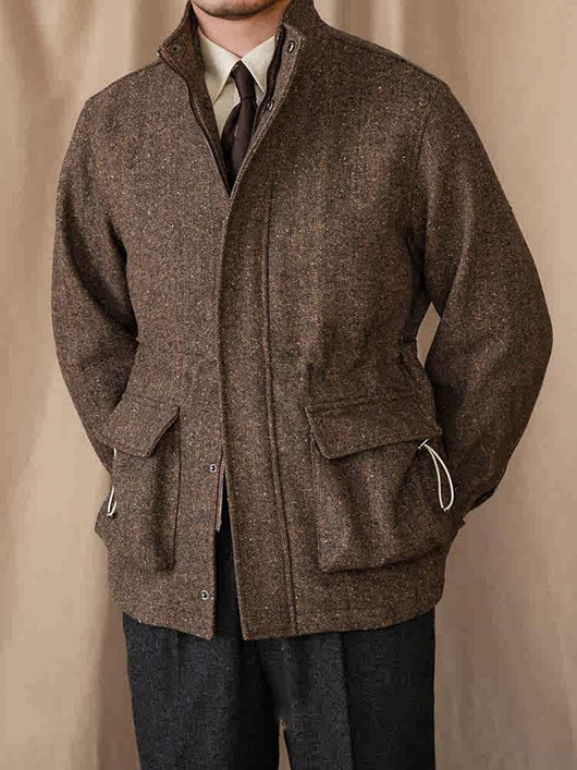 Chaqueta Casual Retro con Cuello Alto y Lunares en Lana - Image 4