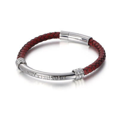 Pulsera de Cuero Trenzado para Hombre con Acero Inoxidable - Image 3