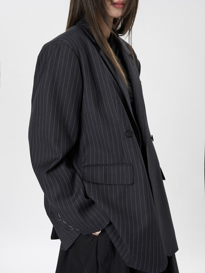 Blazer Casual de Solapa Ancha con Rayas - Silueta Esbelta y Temperamento Refinado - Image 24