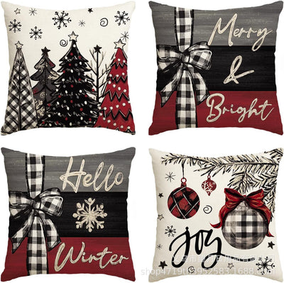 Set de 4 Fundas de Cojines Navideños Muñeco de Nieve y Reno 18x18 Pulgadas - Image 5