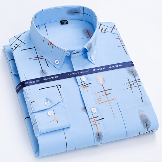 Camisa Casual Antimanchas para Hombre Maduro - Patrón Cuadros Bronce sin Planchado - Image 2